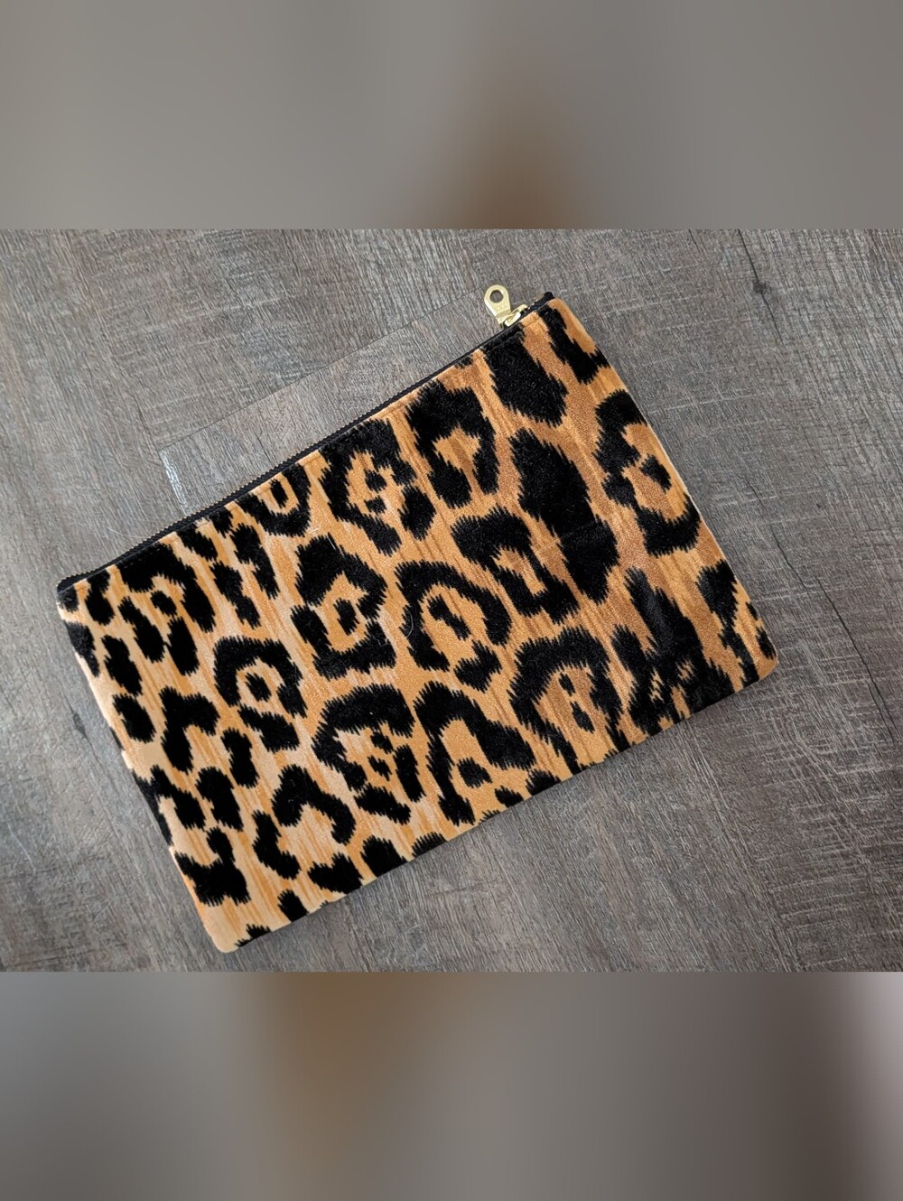 Leopard‎ Print Zip Pouch - Tan and Black